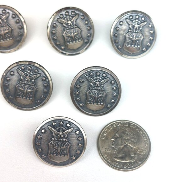 WWII US Military Great Seal Buttons Set of 6 Waterbury Scovill 7/8" USAF - Picture 5 of 6